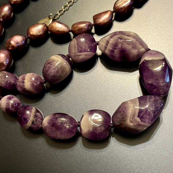 Coldwater Creek Amethyst & Freshwater Pearl Necklace - Picture 6 of 8